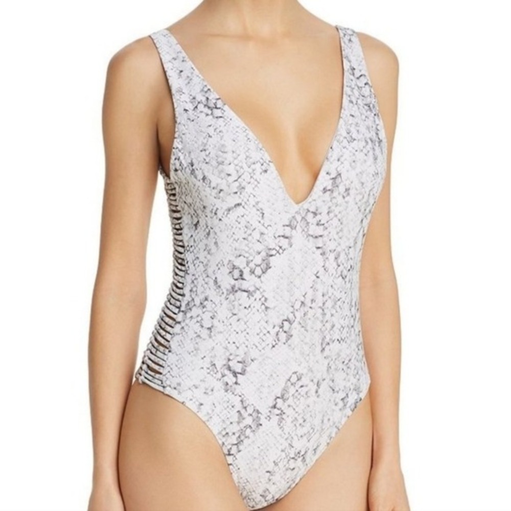 Dolce‎ Vita Ladder High Leg White Snake Print One-Piece SZ:L